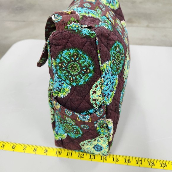 Longaberger Sisters Lexie Quilted Reversible Tote & Makeup Bag Adorn Brown Green - Picture 7 of 16